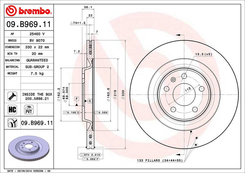 Audi Porsche Disc Brake Rotor - Rear (330mm) 4H0615601Q